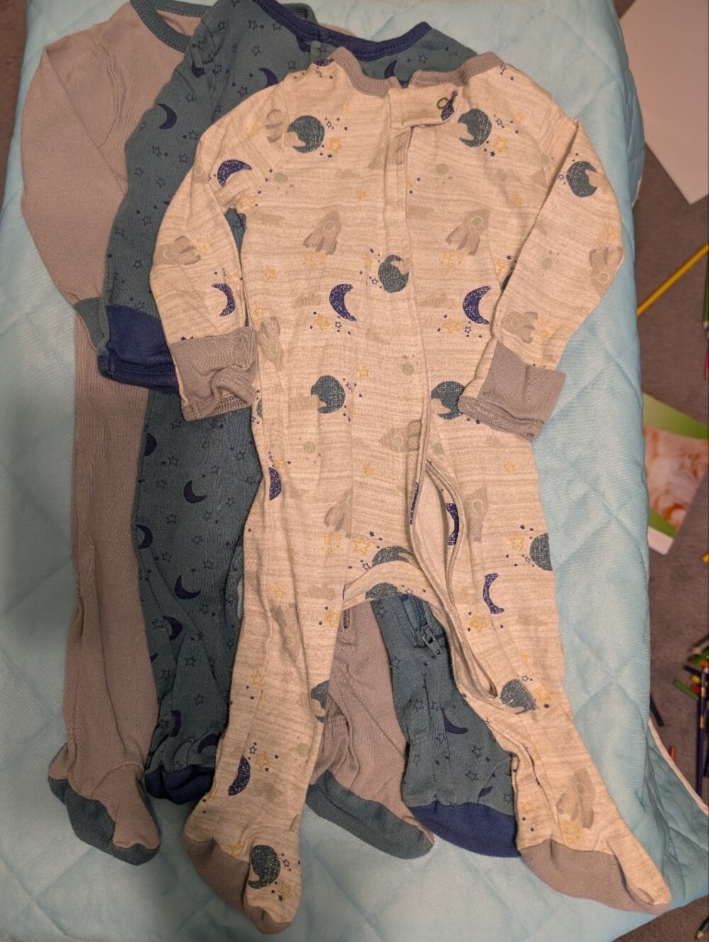 Cloud Island Moon Stars Space Footie Zipper Pajamas 3-6 Months Baby